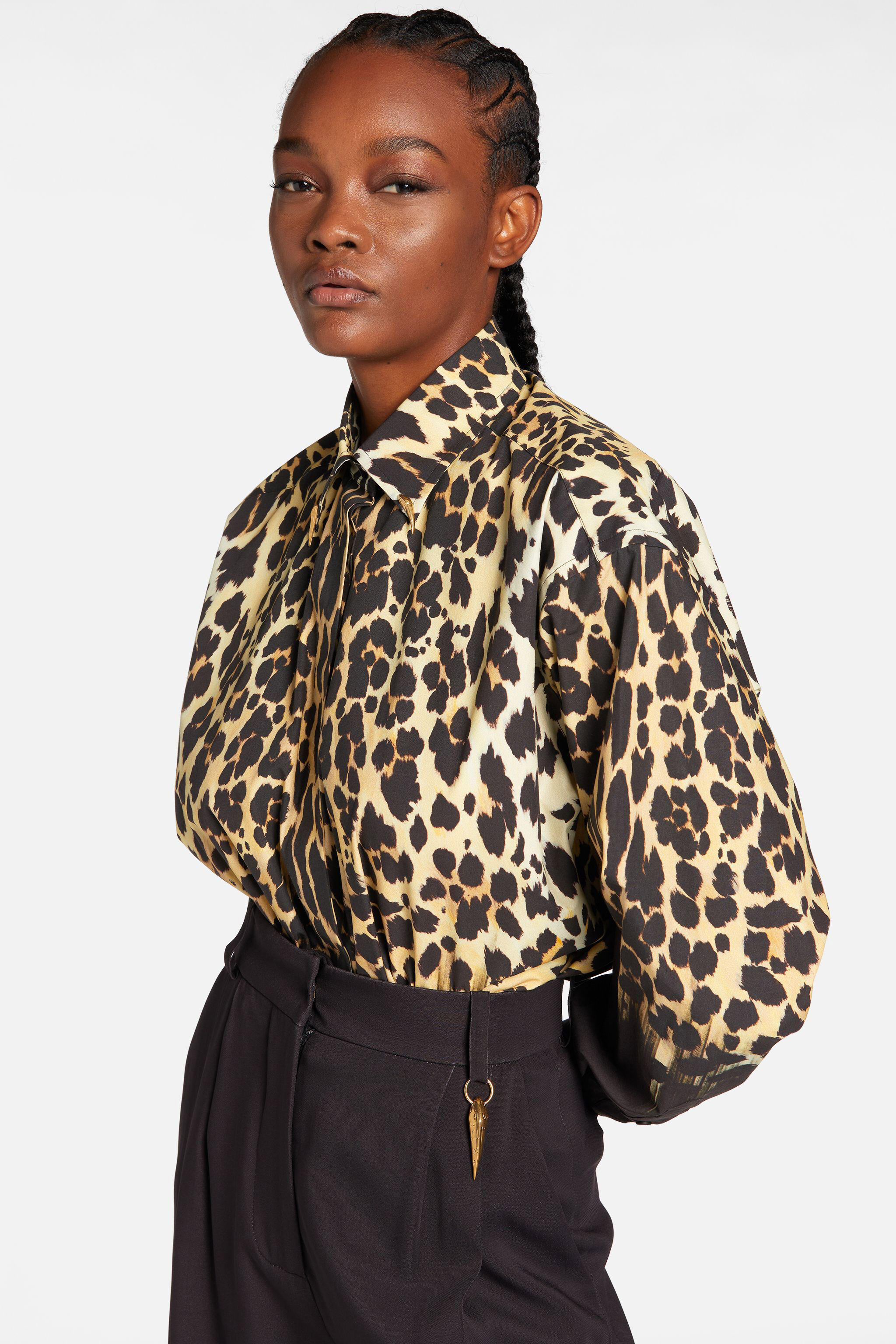 RC Leopard print button-up shirt BLACK/RUM/NUDE NQT701-THB78