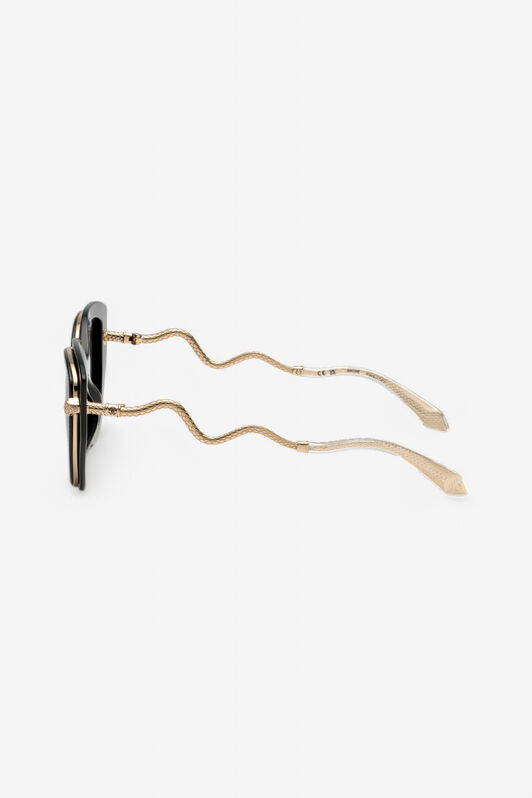 RC Wide and feminine front sunglasses with double ring decoration Black UALD05-ID200