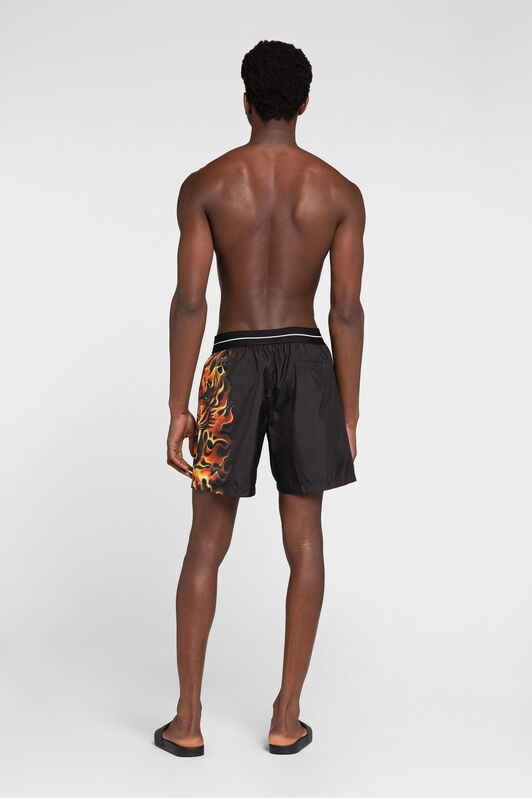 RC Badeshorts mit Flammen- und Löwen-Print RC Badeshorts mit Flammen- und Löwen-Print Schwarz ONH00C-SB053