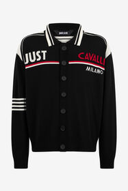 JC Strick-Cardigan mit Polokragen und Logo BLACK VFM007-VF055