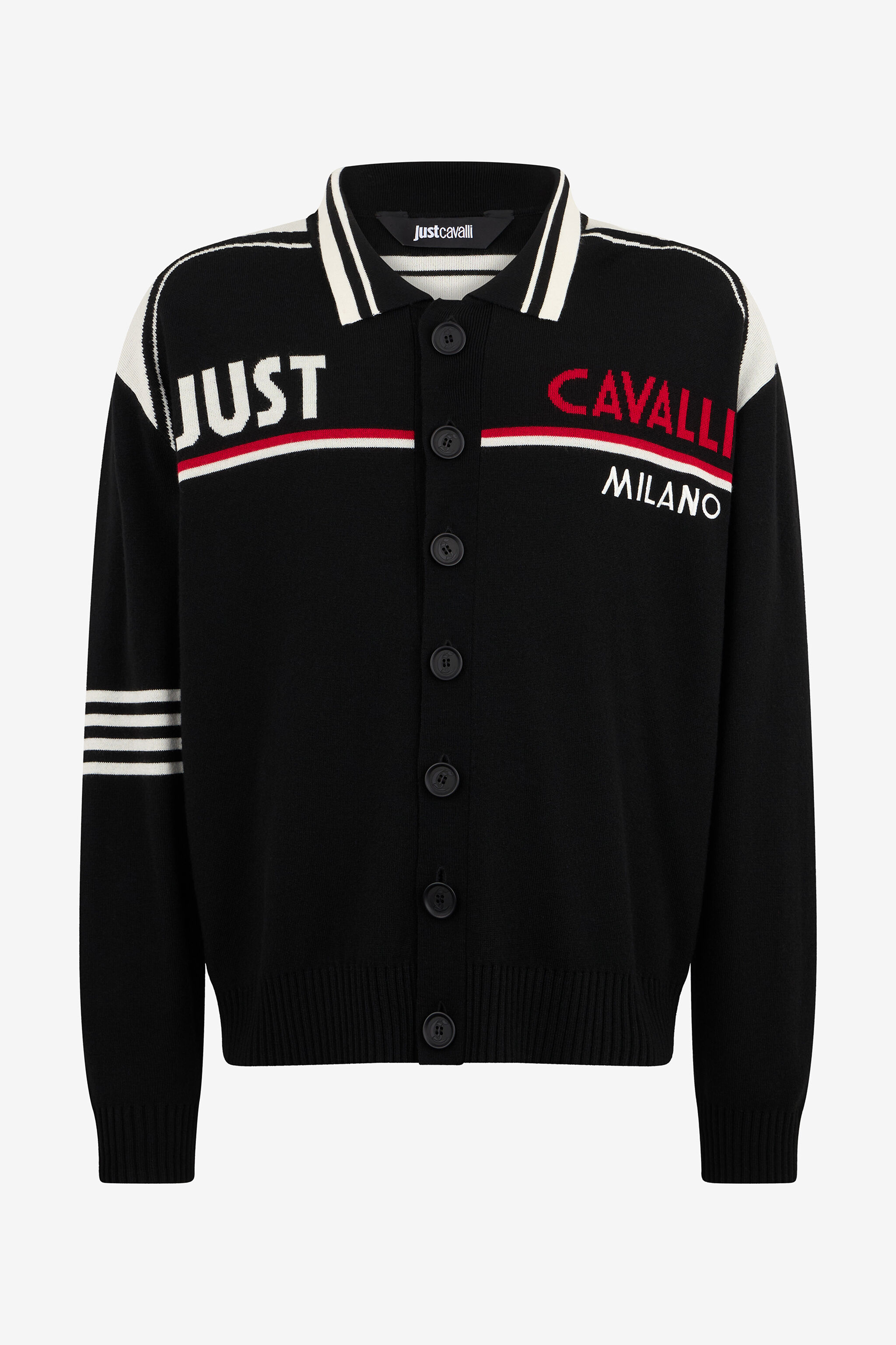 JC Strick-Cardigan mit Polokragen und Logo BLACK VFM007-VF055