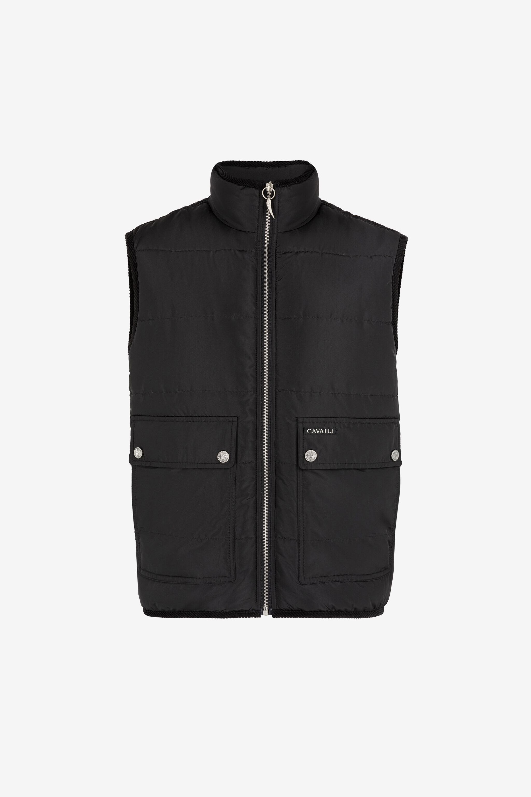 RC Slogan-Print Padded Gilet Black PRT836-SB095