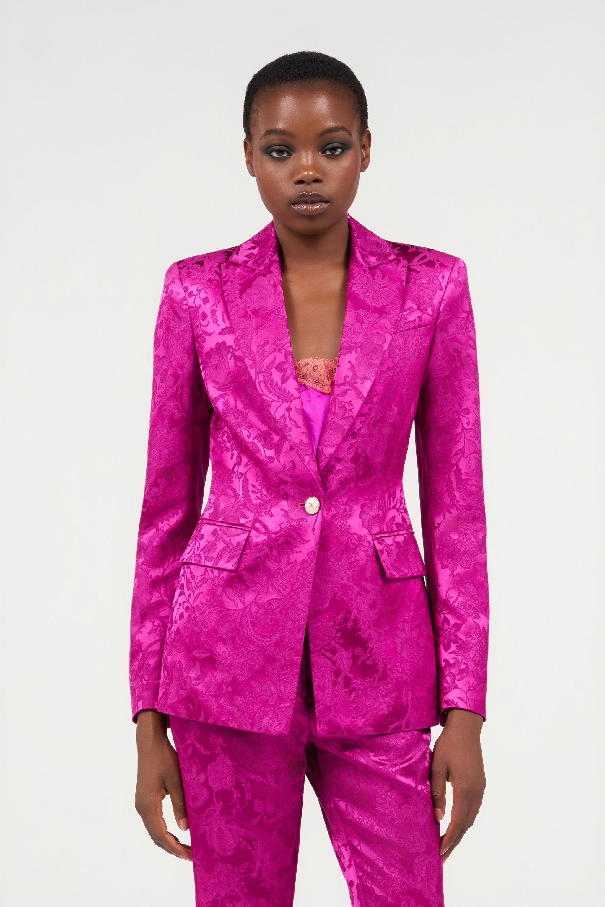 RC Blazer with Florentine Flowers Jacquard motif FUCHSIA WQT401-TJ033