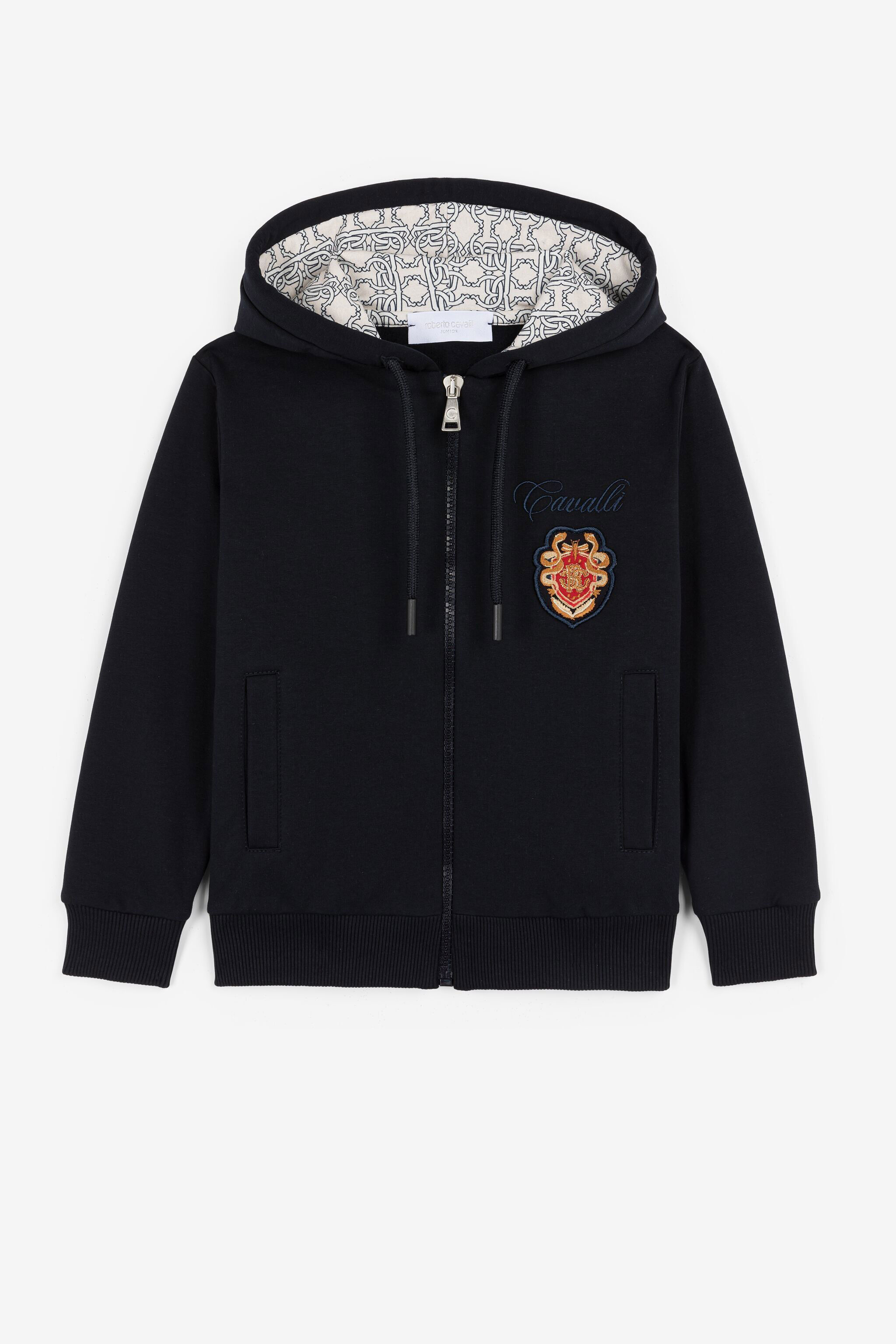 JU RC Monogram Crest-Appliqué Zip Hoodie Dark blue PJT928-CF050
