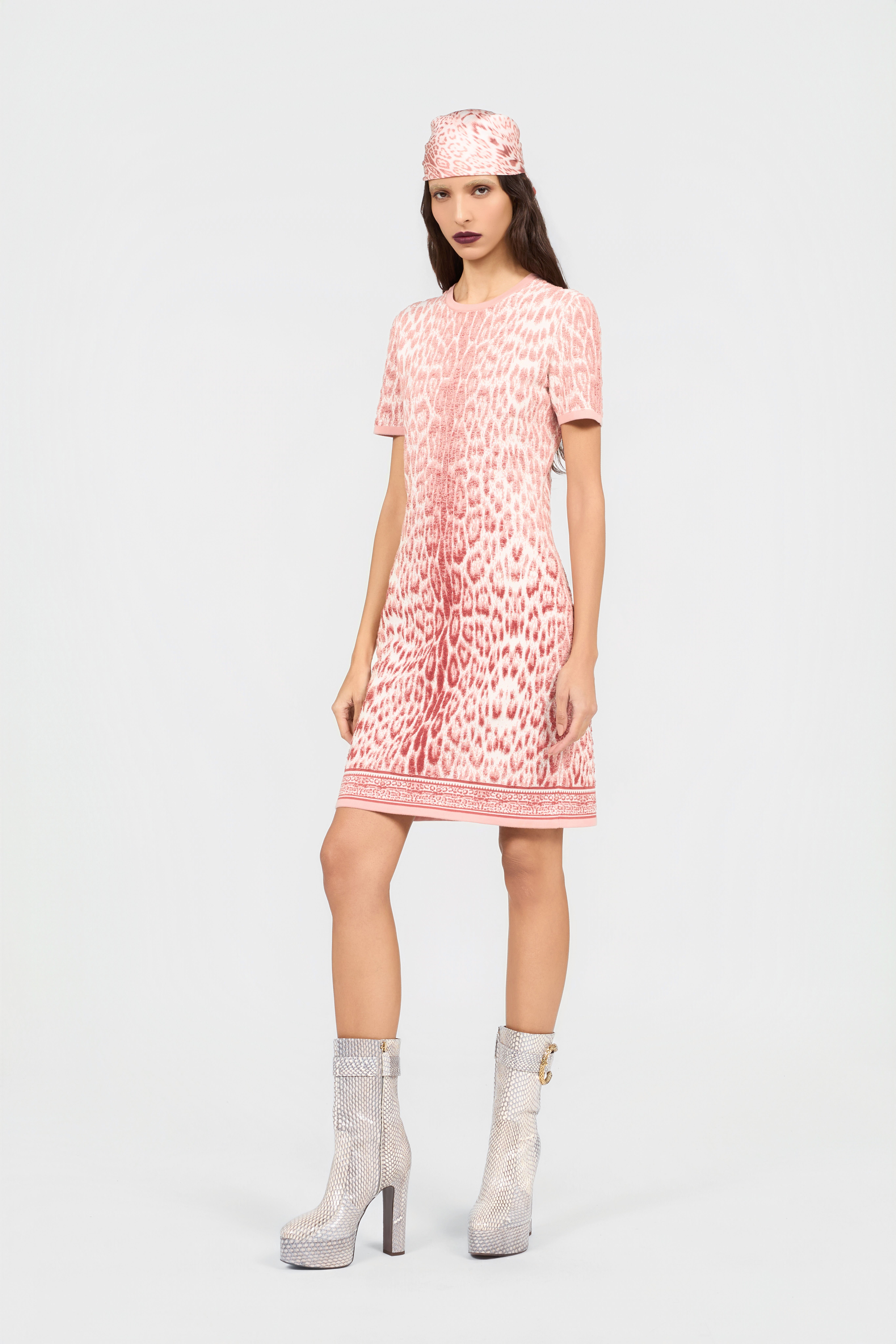 RC Jaguar Pink Print Midi Dress PINK XQM103-MA018