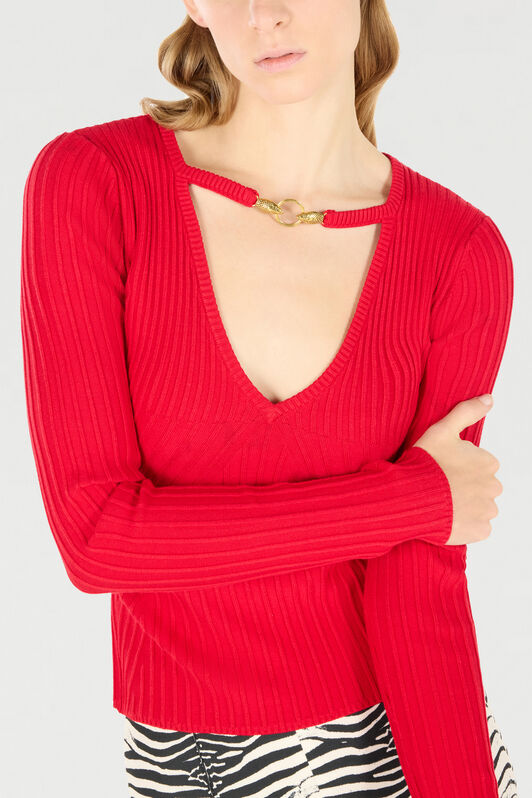 JC Sweater with Snake Head Charms Rot TFM024-TF149