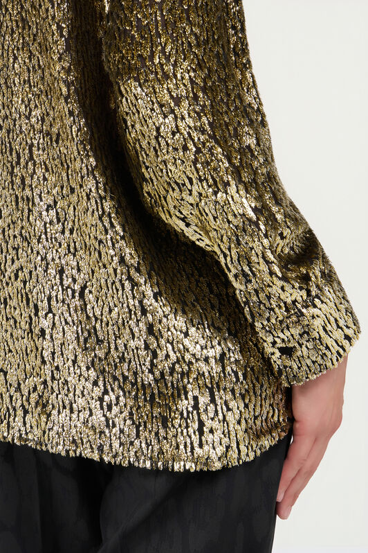 RC Leopard Lamé Shirt RC Leopard Lamé Shirt LIGHT GOLD WKT704-FT060