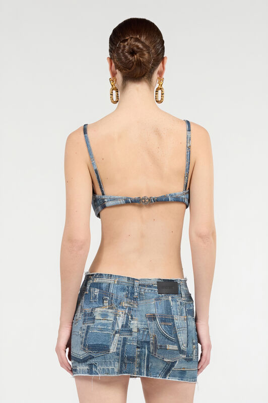 RC Bralette In Denim Patchwork Capsule Collection Blue UWJ650-DS001
