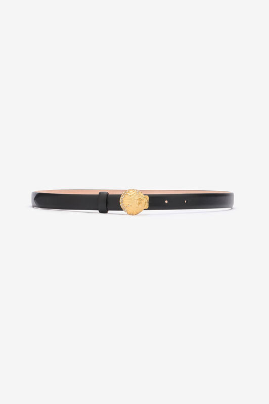 RC Leather Belt with Shell Buckle Black UWC005-PZ796