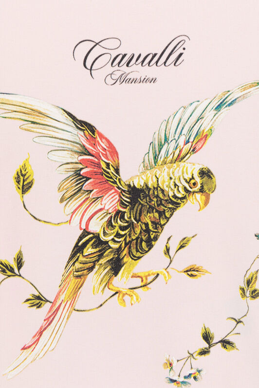 JU T-Shirt mit Vogel-Print Rosa OJT633-ISA2J