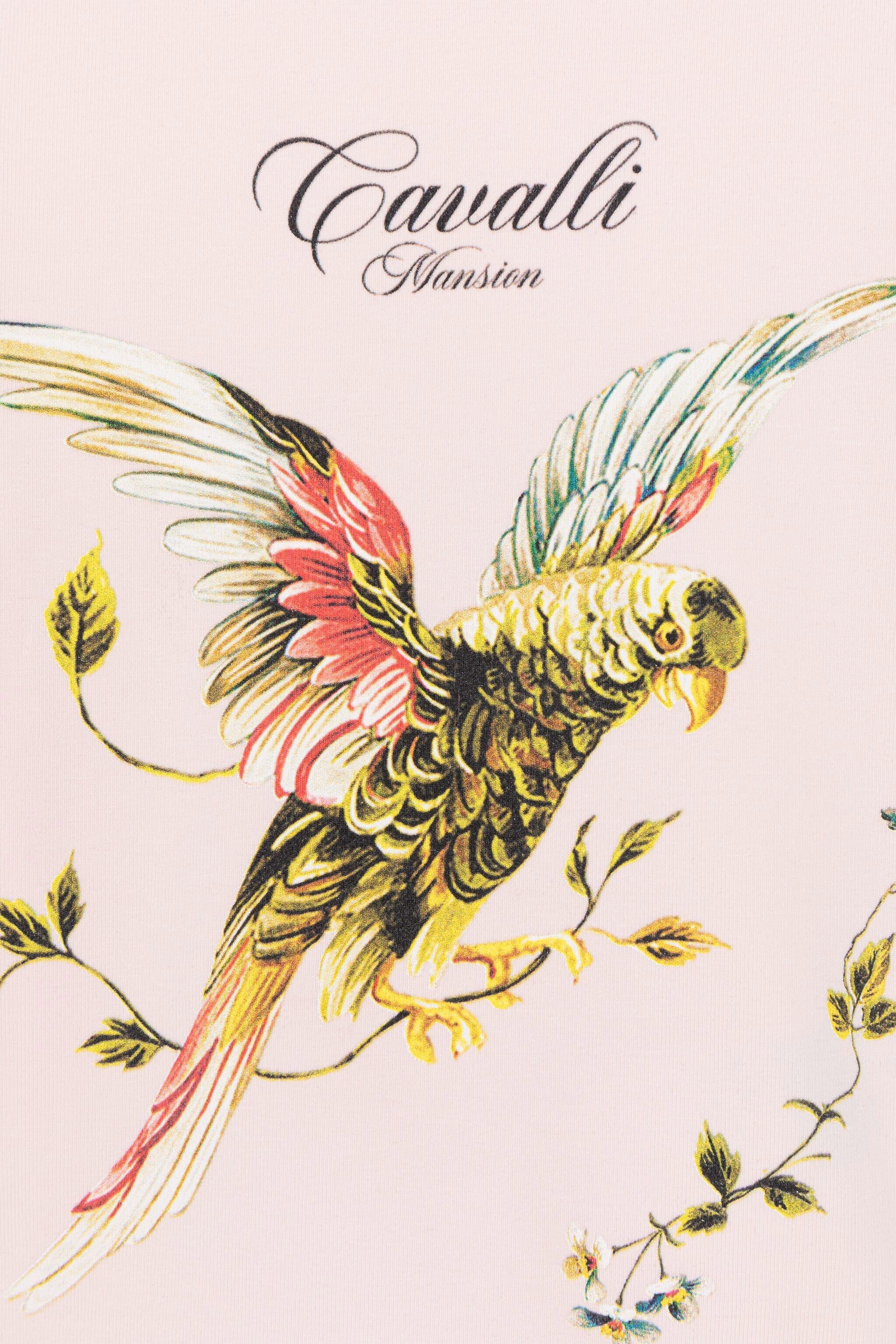 JU T-Shirt mit Vogel-Print Rosa OJT633-ISA2J