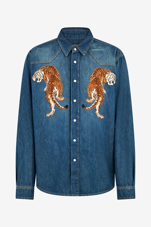 RC Camicia in Denim con Ricamo Tigre ENDLESS SKY WNJ72B-DAR37