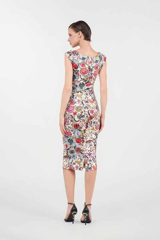 RC Abito Tubino con Stampa Florentine Flowers BEIGE WQT151-NBR29