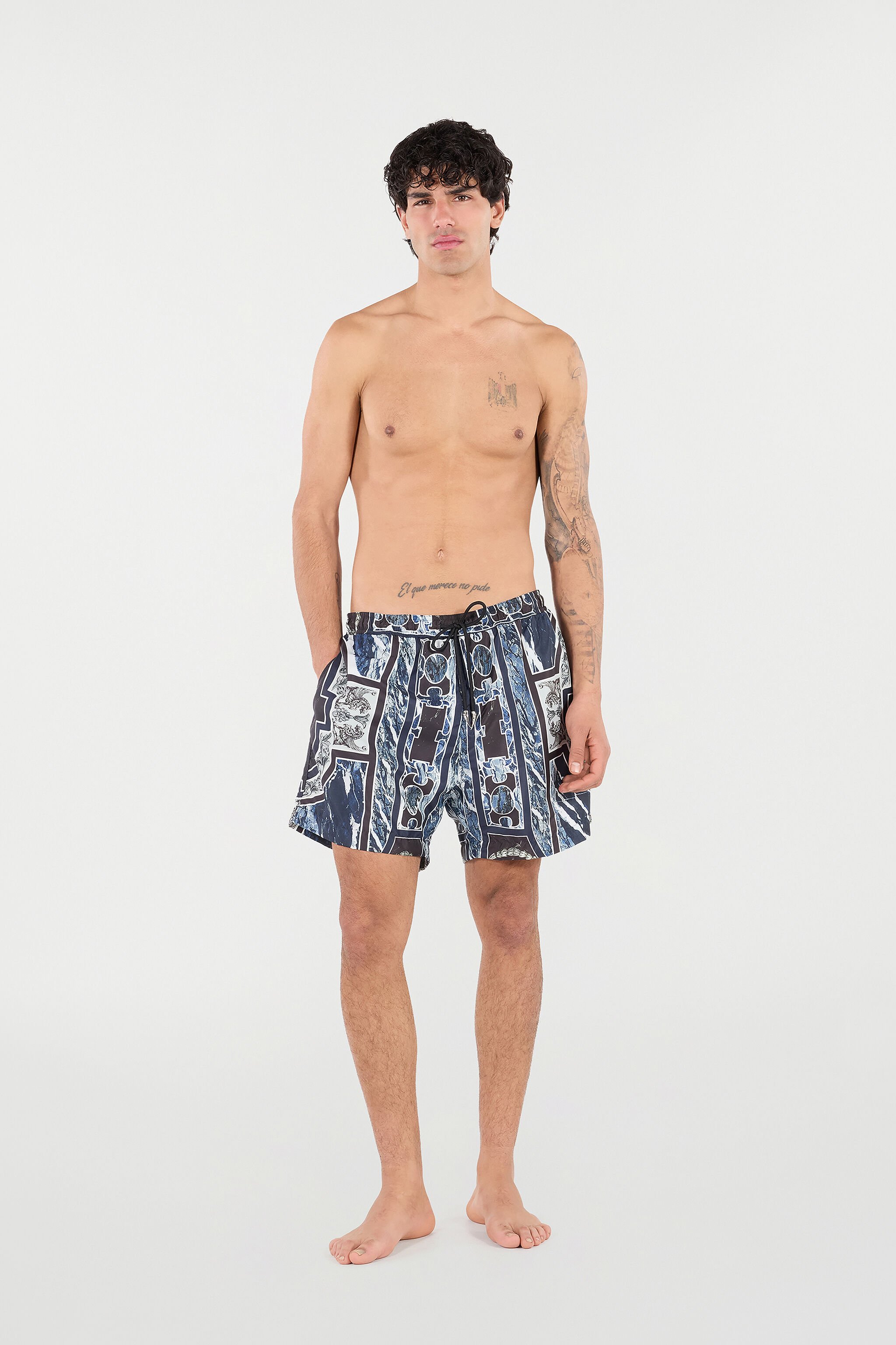 RC Badeshorts Mit Print Marble Und Fang Dunkelblau URH00A-5RN65