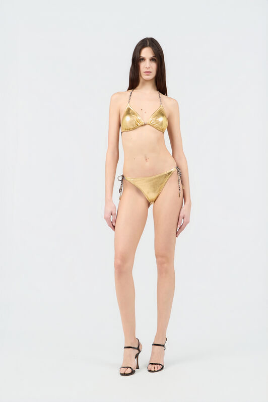 RC Laminated Gold Bikini With Leopard Print Ties GOLD SOW00F-4G003
