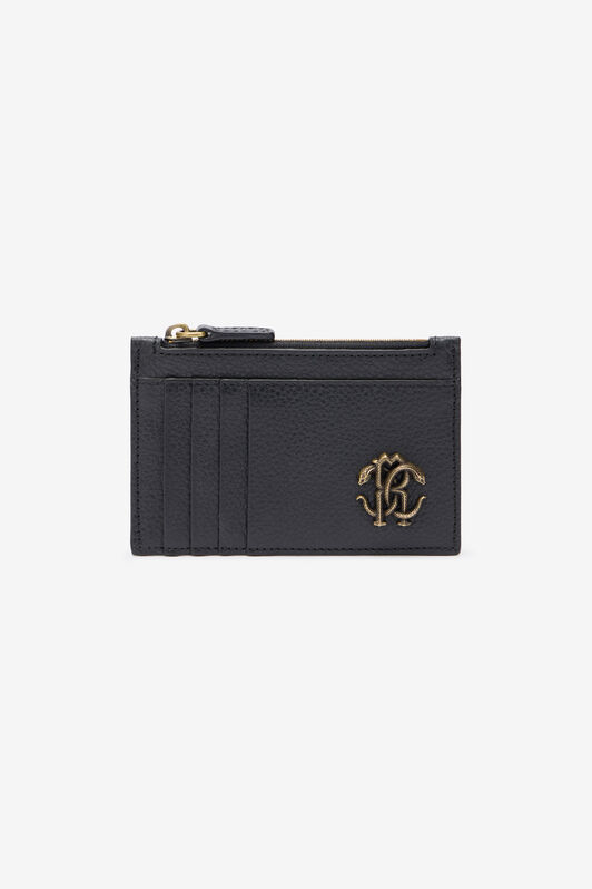 RC Black Card Holder with Mirror Snake Monogram BLACK QOA00E-PZO37