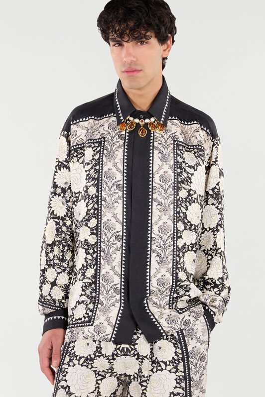 RC Silk Shirt with Floral Print RC Silk Shirt with Floral Print Black/White VNT724-4QP97