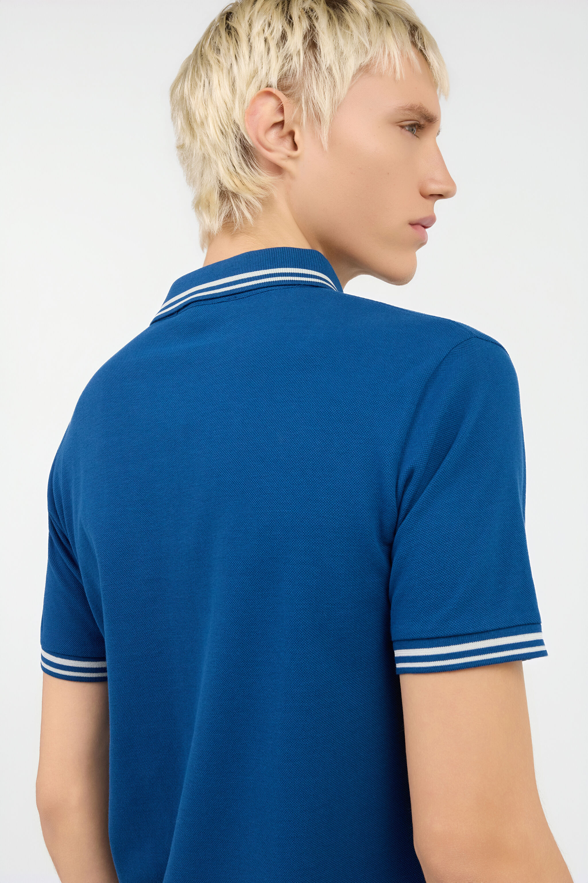 MARGO POLO ビリヤードキュー 青 Marble Print Polo in BLUE for Men | Roberto Cavalli®