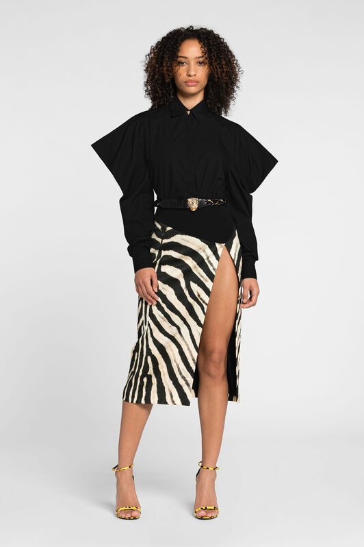 RC Chemise en coton à manches bouffantes BLACK OQT703-CH001