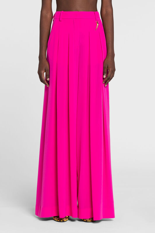 RC Tiger Tooth Wide-Leg Silk Trousers RC Tiger Tooth Wide-Leg Silk Trousers Fuchsia OQT204-SY001