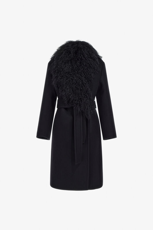RC Coat with fur collar Black TKQ520-GA061
