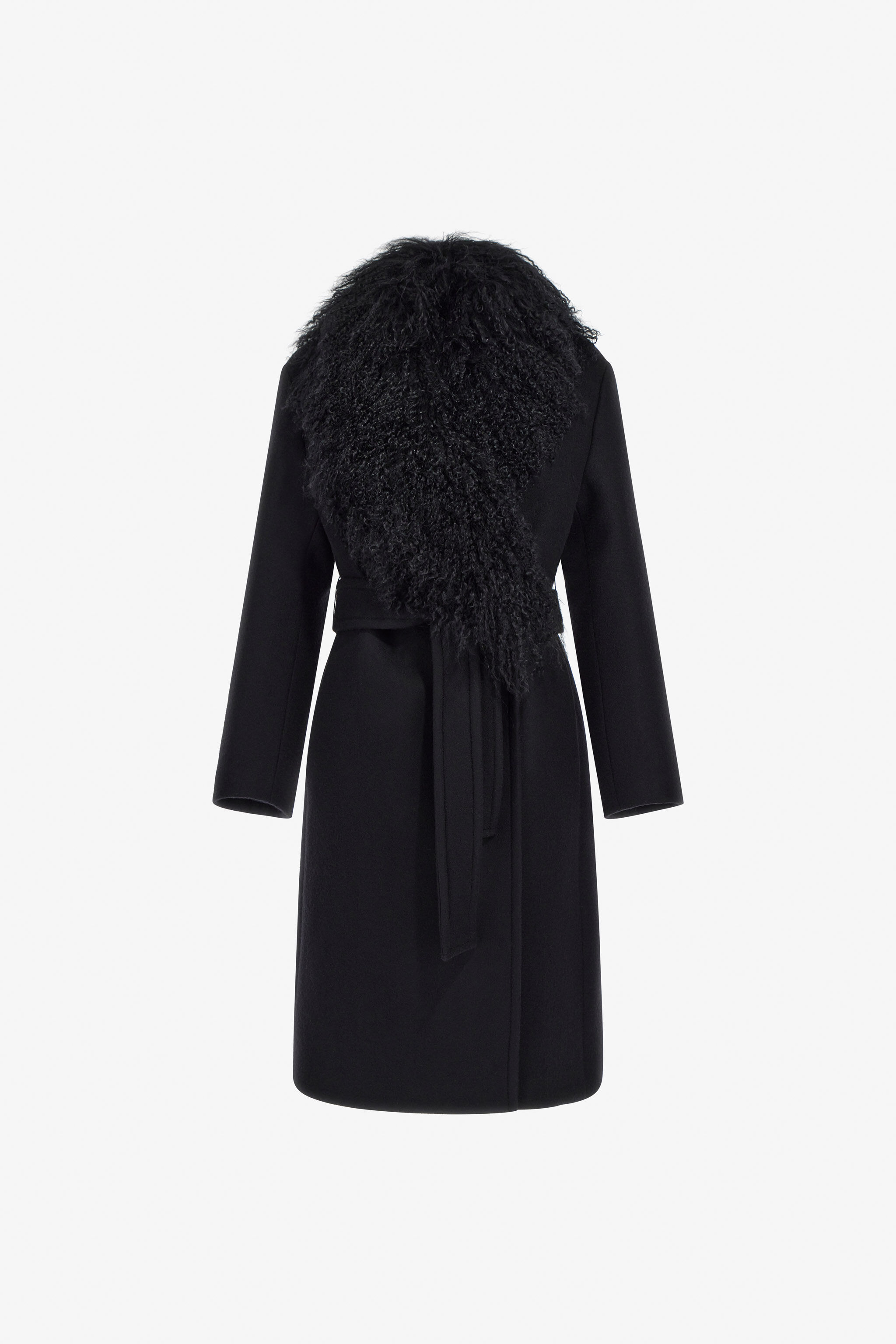 RC Coat with fur collar Black TKQ520-GA061