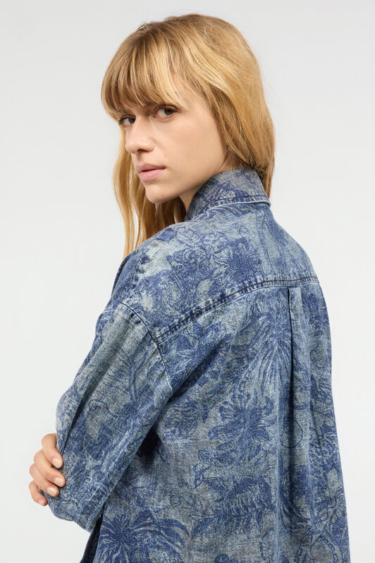 JC Floral-Print Shirt Blue UFT144-UF210