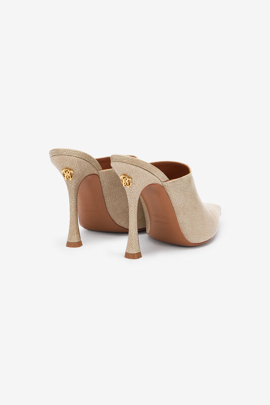 RC Leather Pointed-Toe Mules Ivory UWS015-PZI07