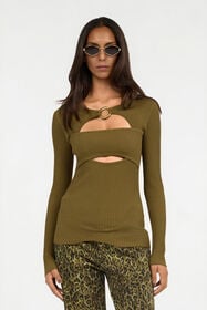 JC Maglione Verde Oliva a Costine con Cut-Out VERDE 185 VFM038-VF294