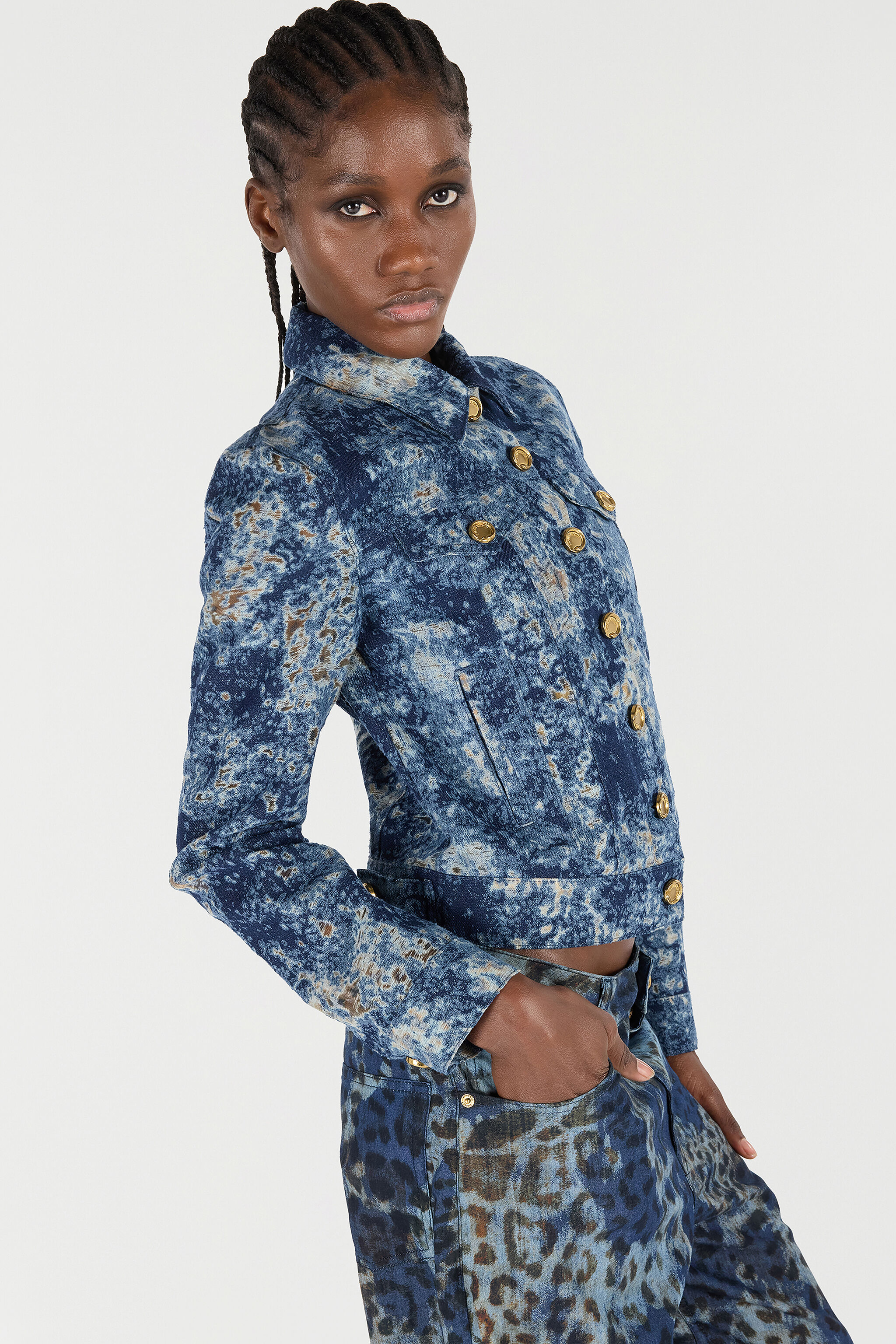 RC Jeans with Jaguar Skin Print BLU/CELESTE/MARRONE VKJ207-VT010