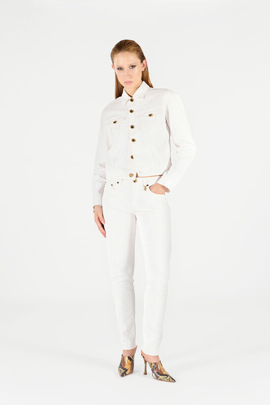 RC Denimjacke mit goldenen Knöpfen Weiß UWJ425-DE007