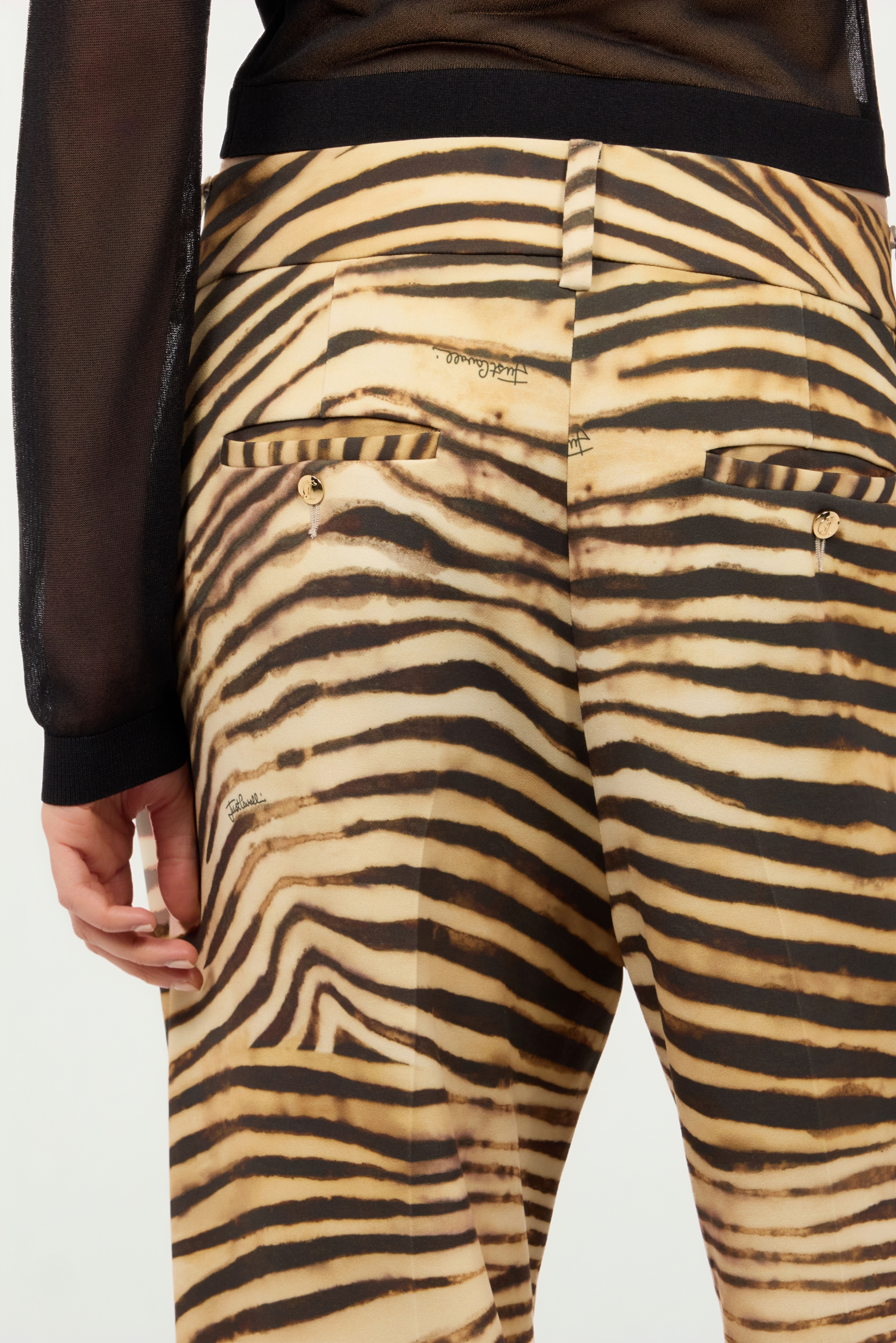 JC Flowing Pants With Tiger Skin Print Light Brown UFT088-UF127