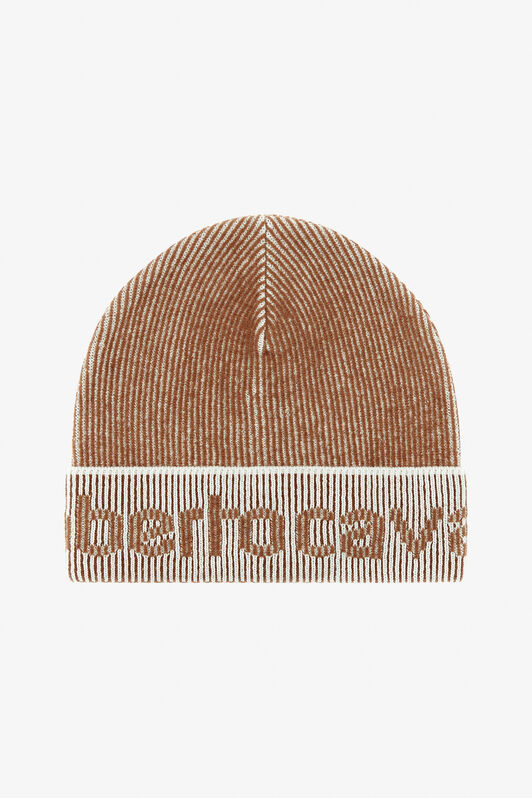 RC Cotton and Wool Blend Beanie with Logo Light Brown TALR15-IR032