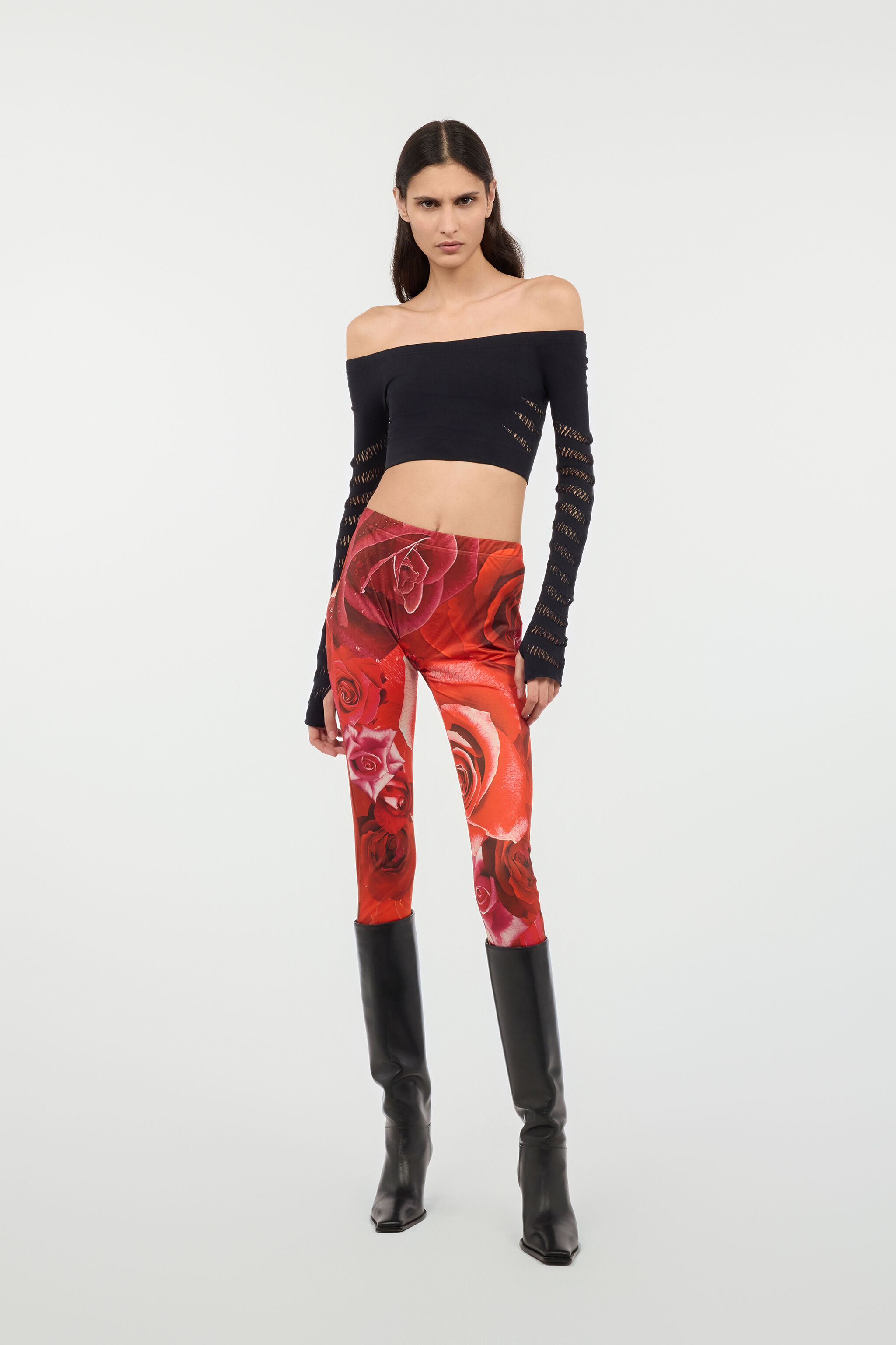 RC Haut Cropped Avec Motif Zebra Ajouré Noir UKT631-MA001