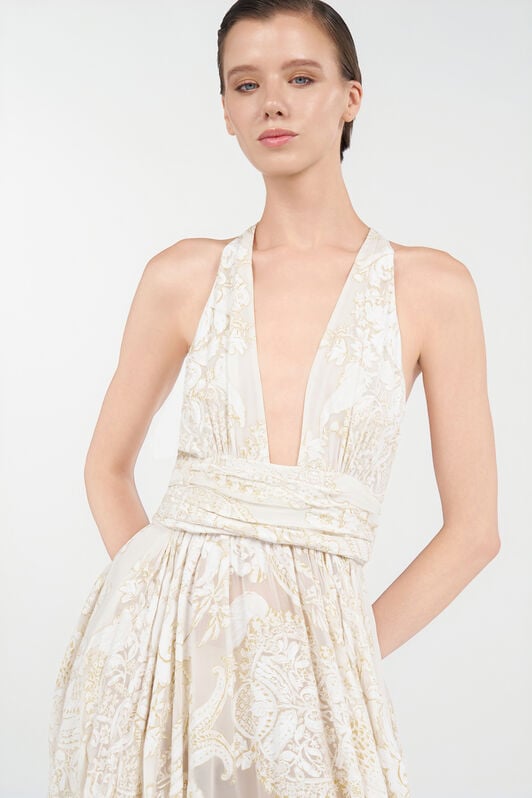 RC Langes Kleid mit ornamentalem Muster White WHITE WQT108-SLR36