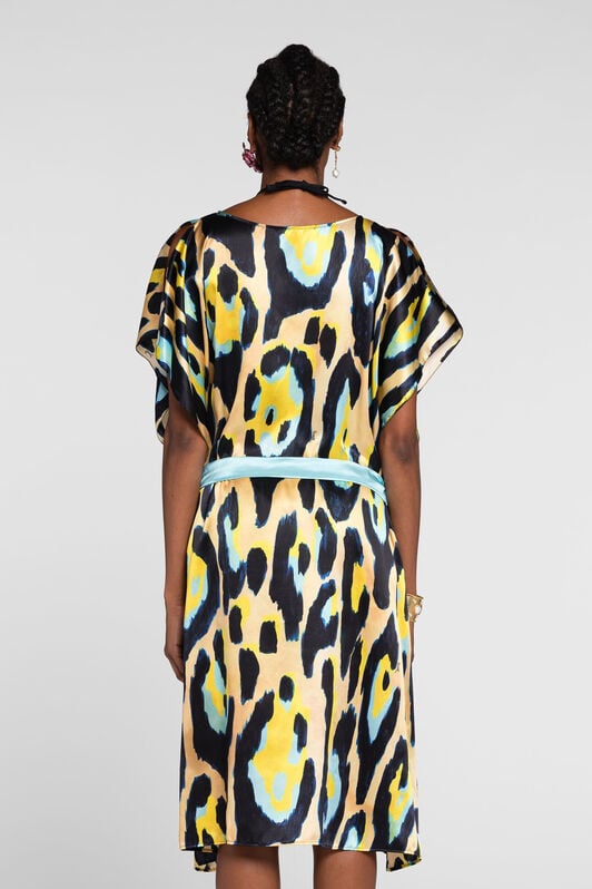 RC Leopard print beach dress Yellow QKW00P-2NF54