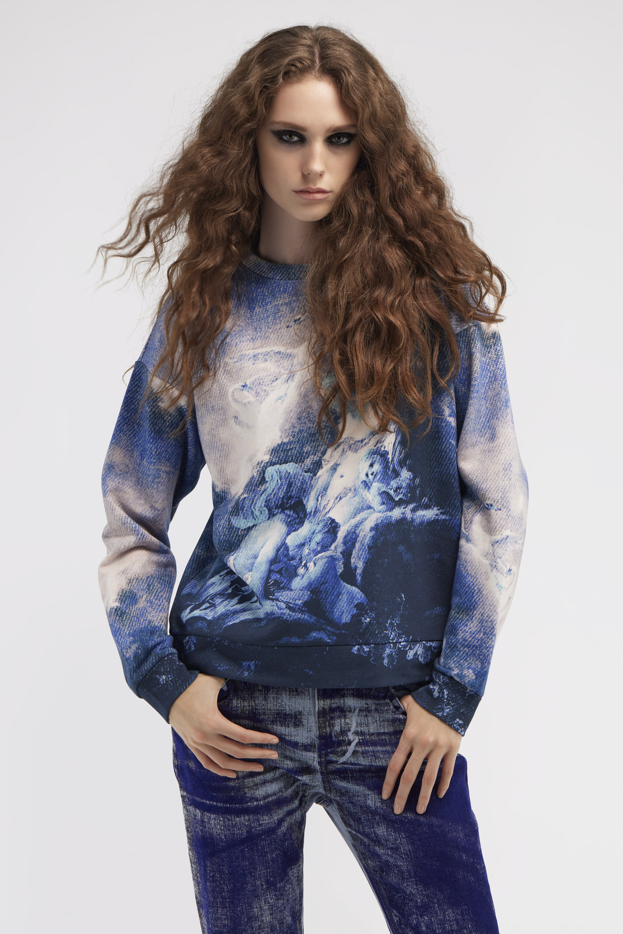 RC Sweatshirt with Denim Wild Leda print Dark blue RWT64C-2OI16