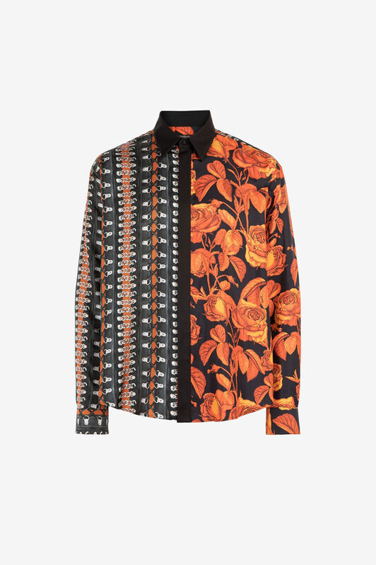 RC Flower Bondage-Print Silk Shirt RC Flower Bondage-Print Silk Shirt ORANGE/BLACK PNT731-4QF24