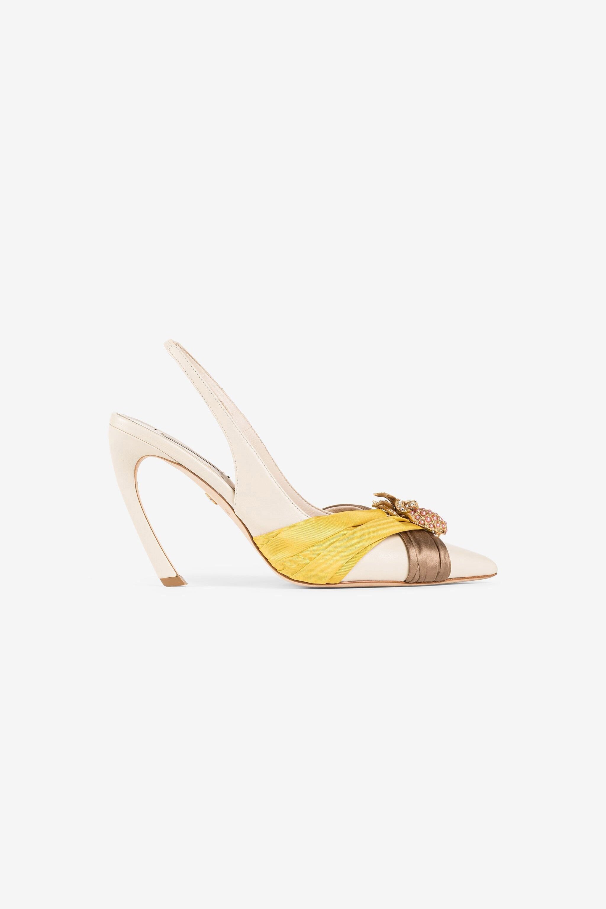 RC Pineapple Tiger-Tooth slingback pumps Light brown/Yellow QWS020-PN222