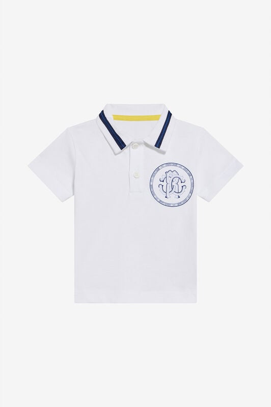 JU Weißes Poloshirt mit Monogram RC-Stickerei OPTICAL WHITE TJT644-JD001