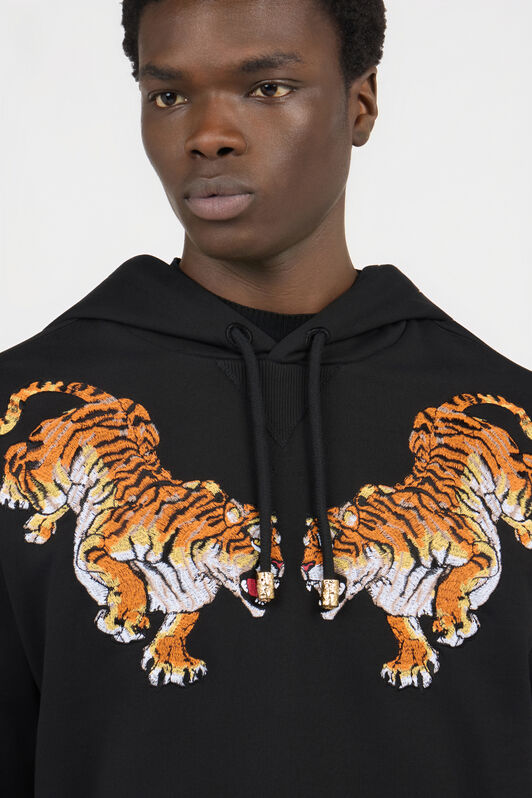 RC Sudadera Con Capucha Negra Con Bordado Tigre BLACK WNT69A-CF057
