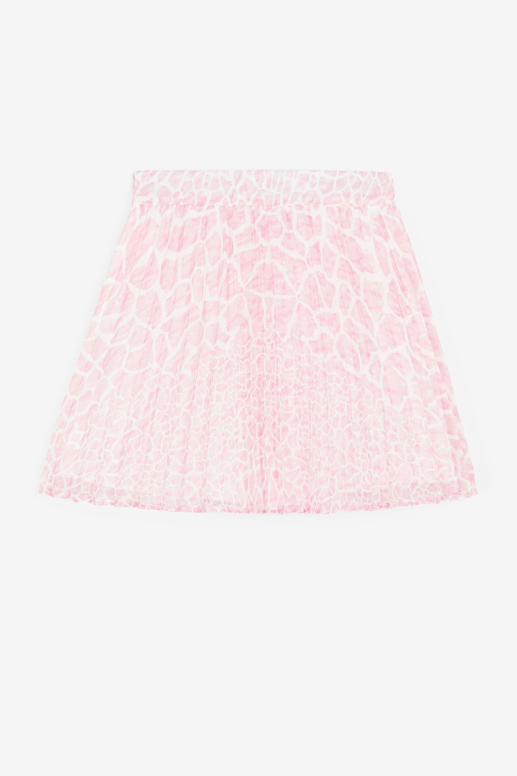 JU Pleated Giraffe-Print Skirt BABY ROSE/MILK WHITE PJT300-HDE25