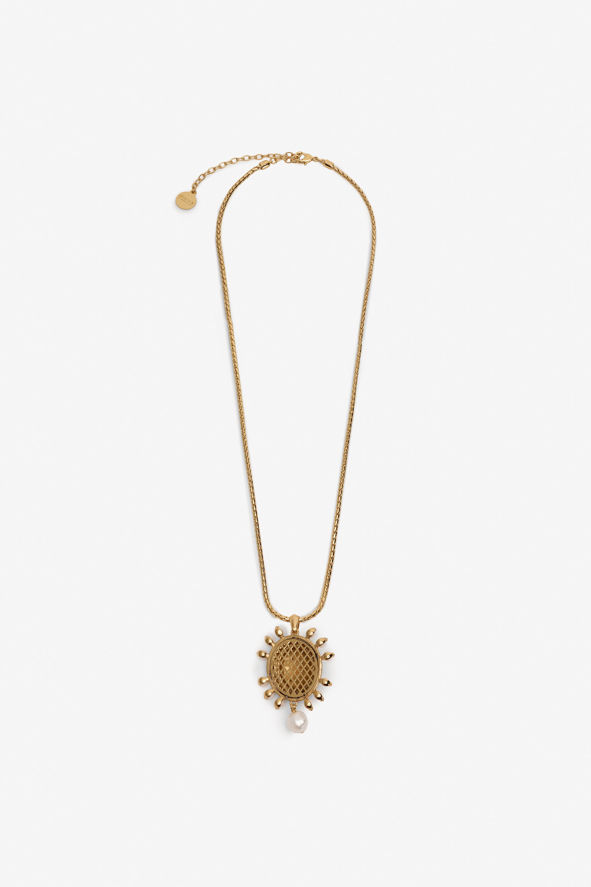 RC Snake Pendant Necklace with Pearls GOLD/IVORY/CRYSTAL WQG001-AM127