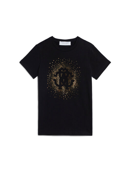 JU T-shirt con Monogram RC di paillettes BLACK IJT616-JV025