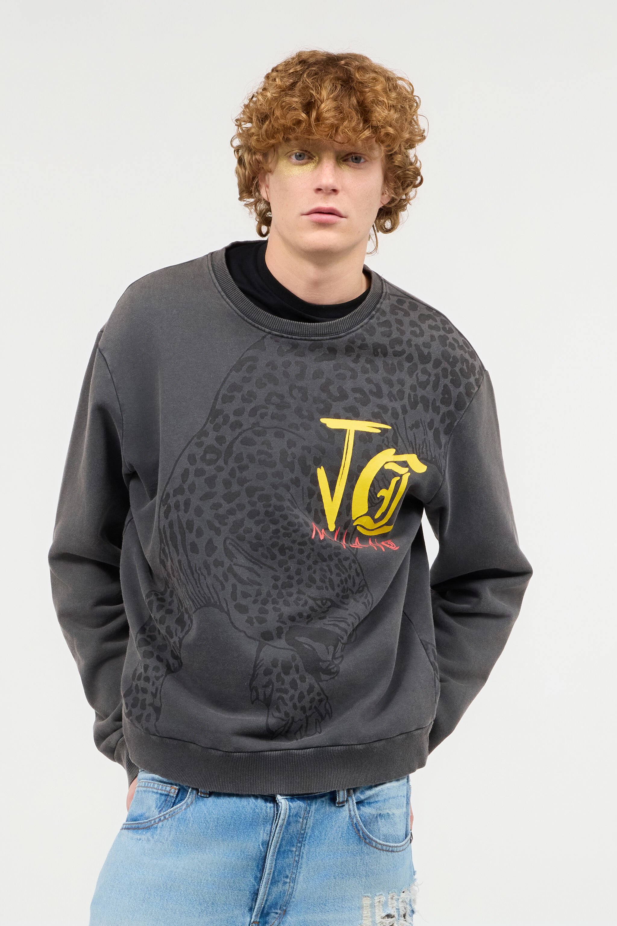JC Sweatshirt With Jaguar And Lettering Dark gray UFT070-UF090
