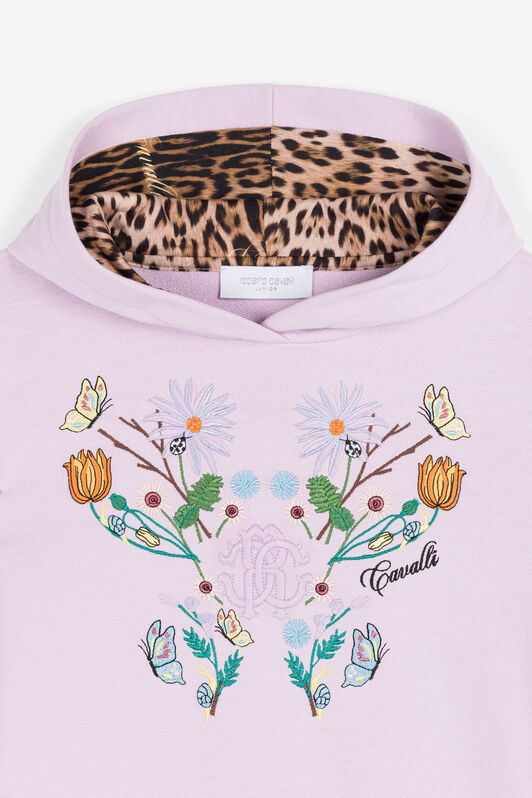 JU Floral-embroidered cotton hoodie JU Floral-embroidered cotton hoodie Purple RJT90U-CF050