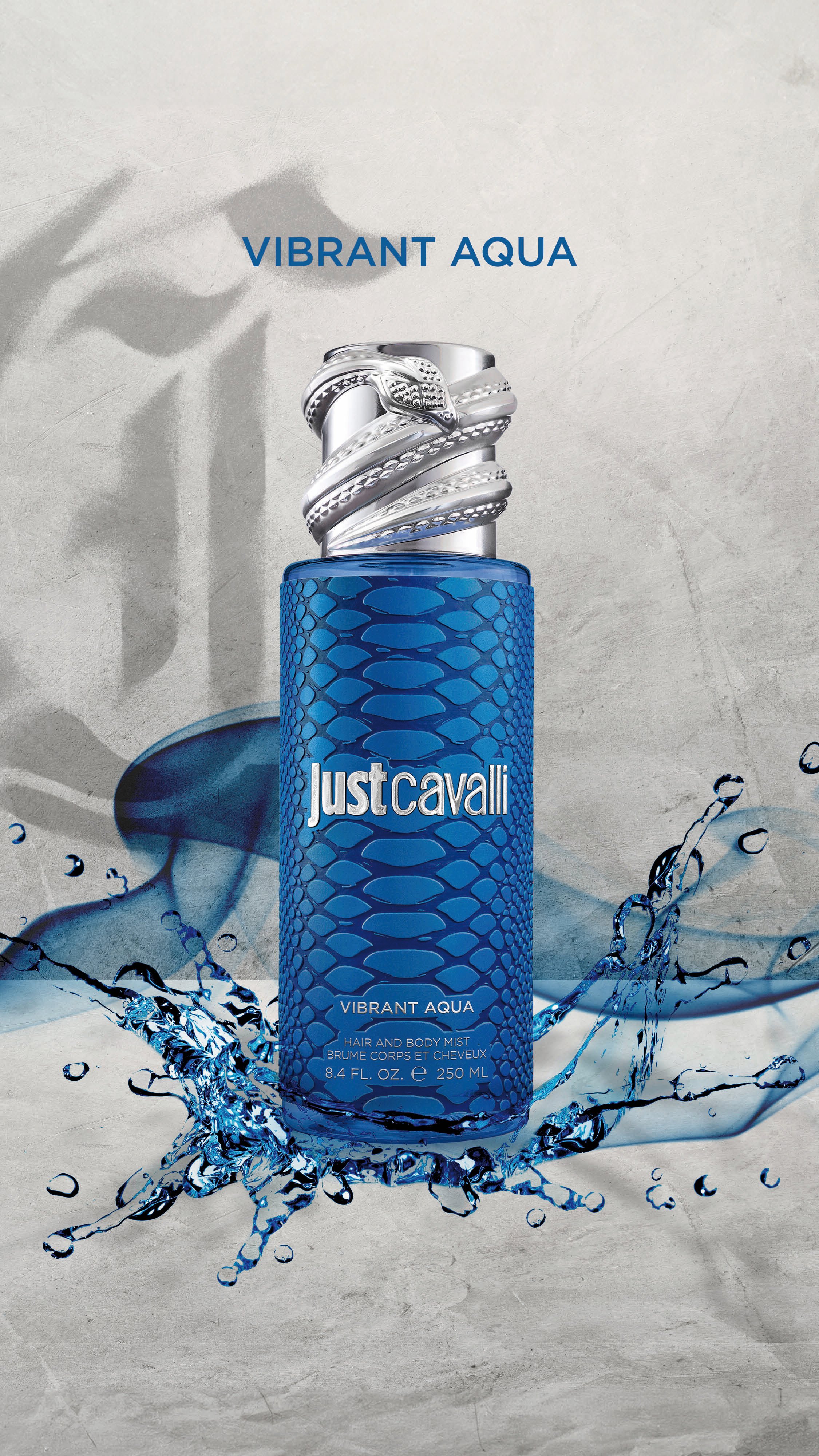 JC Just Cavalli Hair & Body Mist Vibrant Aqua 250Ml - Made In Italy GENERIC UALI08-II012