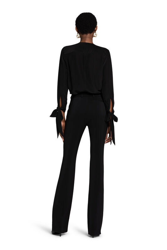 RC Tie-Front Silk Top Negro KOT70B-SE016