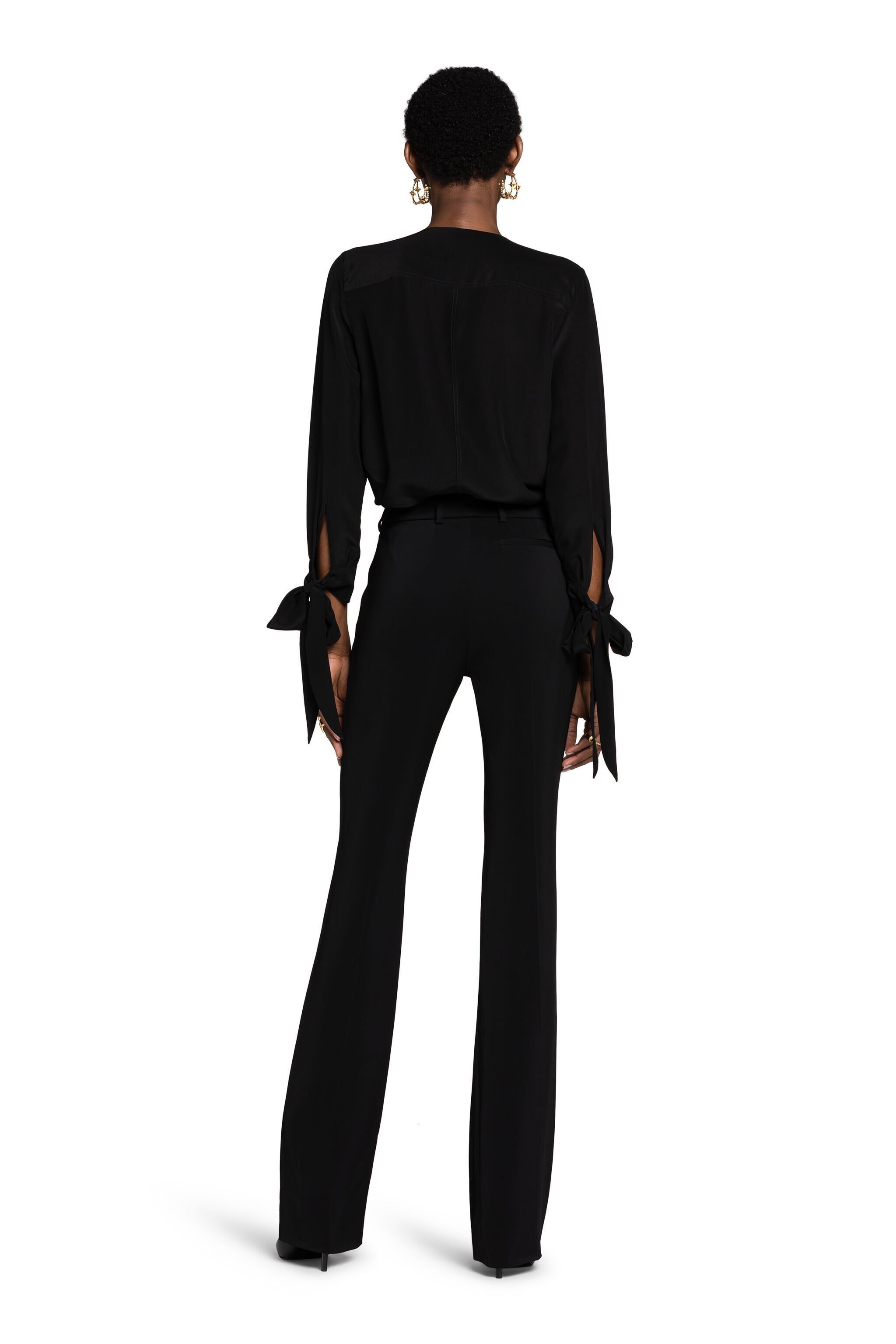 RC Tie-Front Silk Top Negro KOT70B-SE016