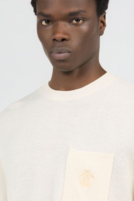 RC Ivory Knit T-Shirt with Monogram RC WHITE SOT60A-AI008